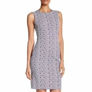 Diane Von Furstenburg Blue Regenna Geometric Sheath Dress Sz. 12